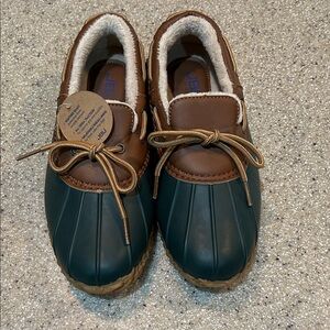 NWT JBU Women’s Dark Green & Brown Gwen Rain Boots - Size 8M (Fits like 7.5M)